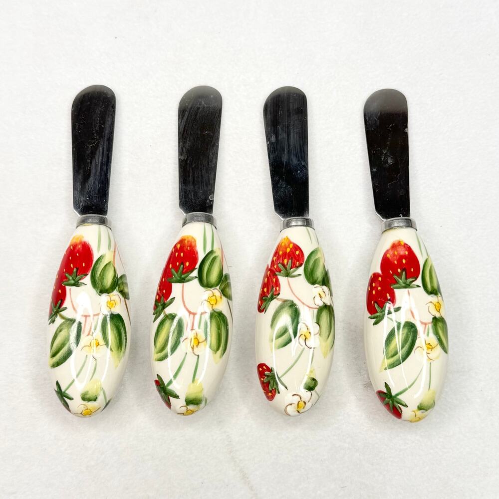 Harry and David Ceramic Strawberry Cheese Knife Set